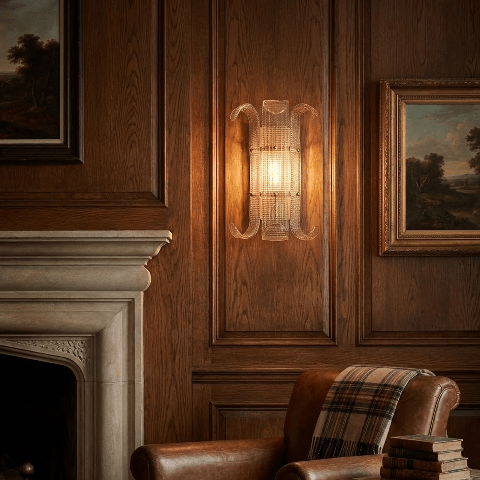 Brasher Wall Sconce in Champagne Glass and Gold Metal