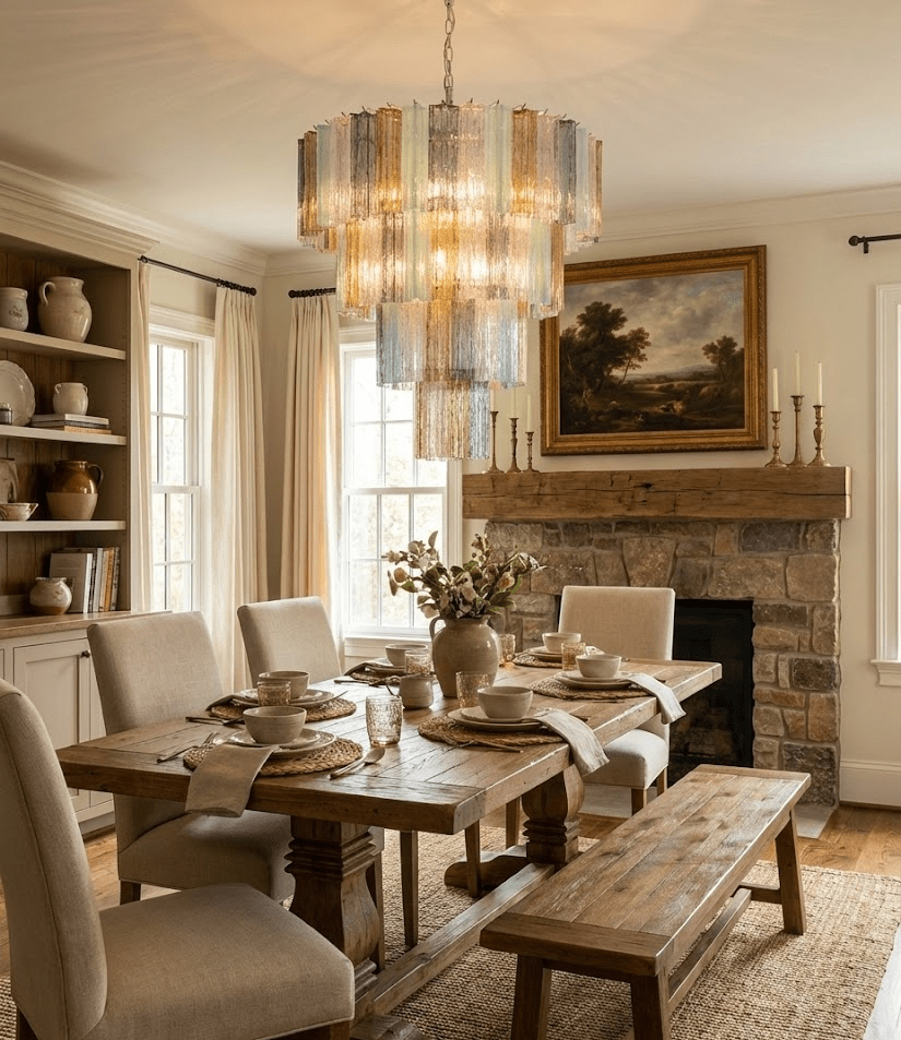Lustrava Prism Chandelier – Handcrafted Murano Glass Pendant Light