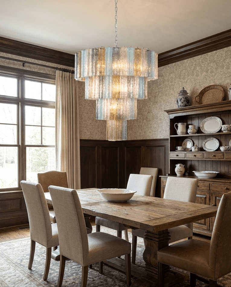 Lustrava Prism Chandelier – Handcrafted Murano Glass Pendant Light