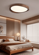 Walnut Curved Edge Ceiling Light – Modern Flush Mount LED Fixture