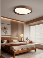 Walnut Curved Edge Ceiling Light – Modern Flush Mount LED Fixture