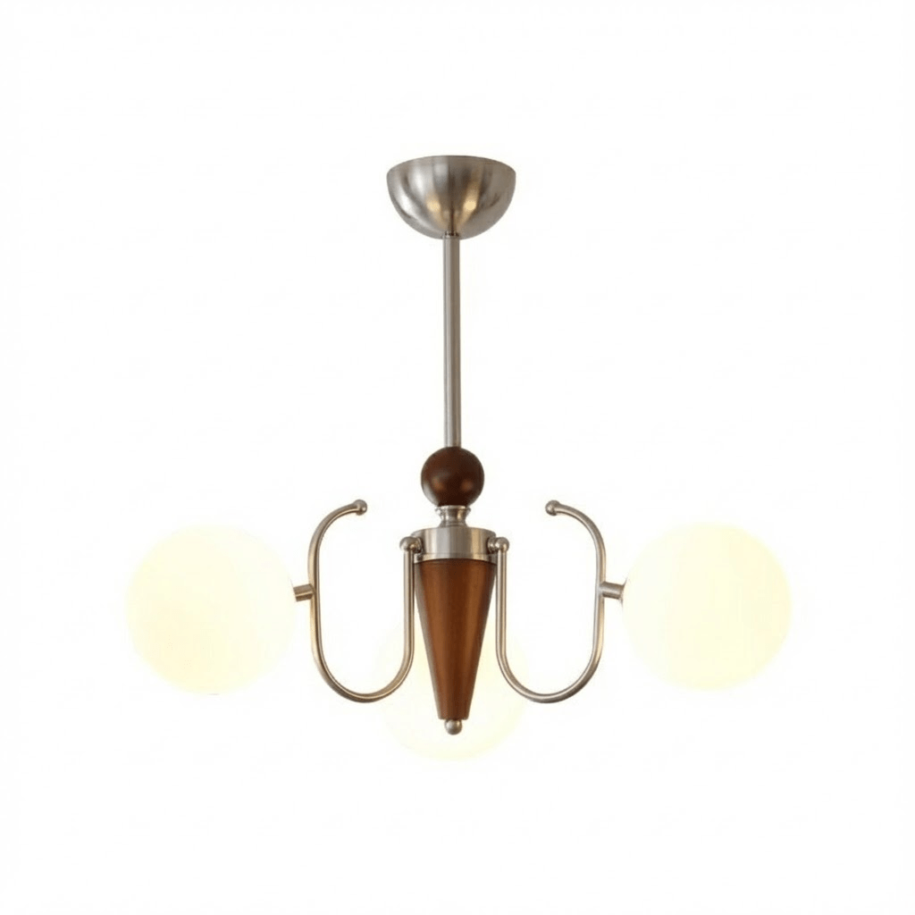 Nova Grove Chandelier – Modern Glass and Walnut Pendant Light