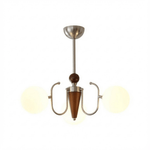 Nova Grove Chandelier – Modern Glass and Walnut Pendant Light