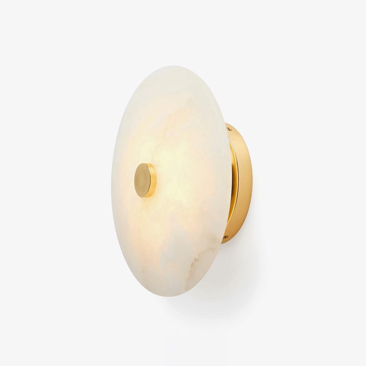 Ankeny Alabaster Wall Sconce in Brass or Black – Hand-Carved Stone LED Wall Light