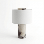 Helvion Sculptural Table Lamp with Marble Base and Linen Shade