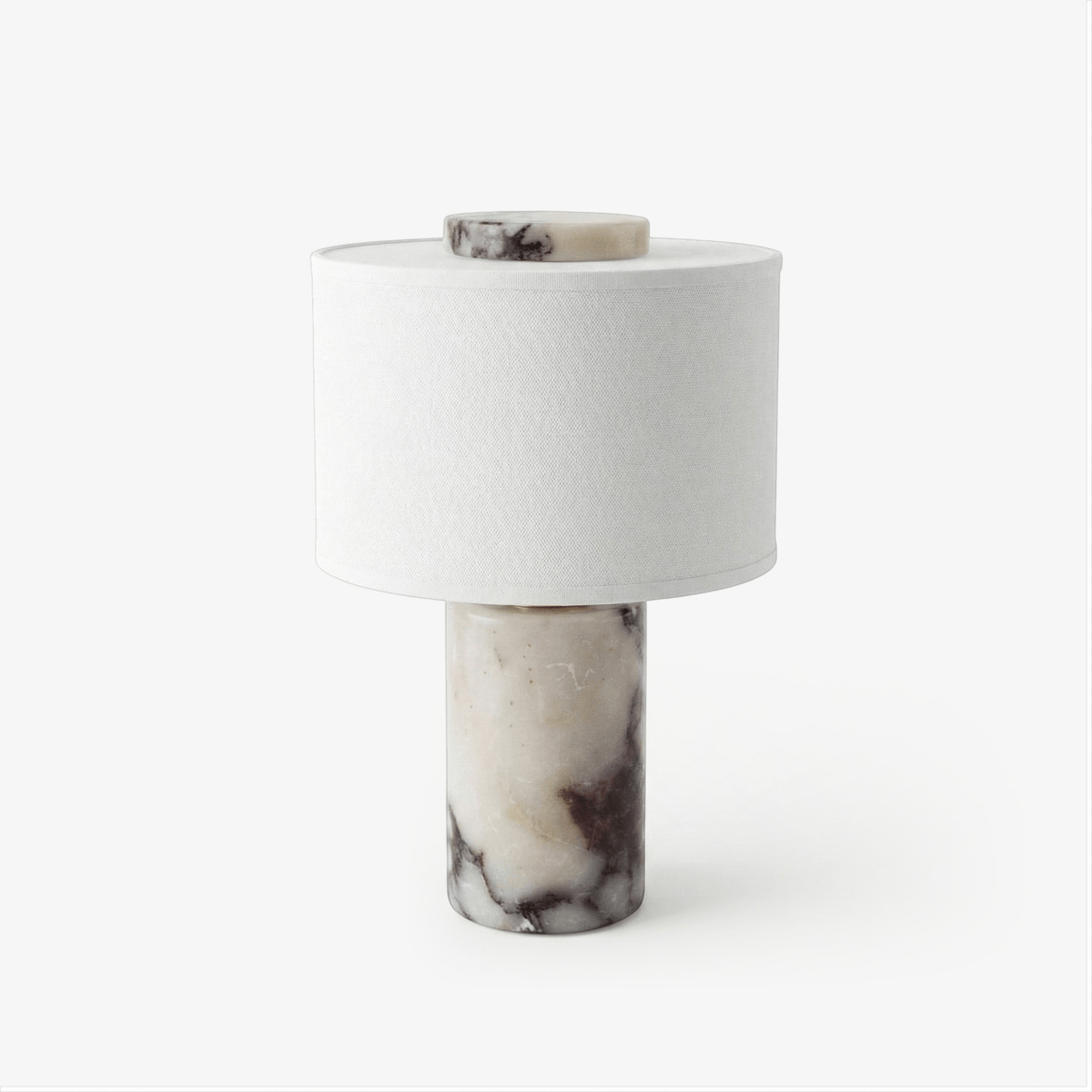 Helvion Sculptural Table Lamp with Marble Base and Linen Shade
