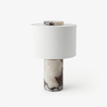 Helvion Sculptural Table Lamp with Marble Base and Linen Shade