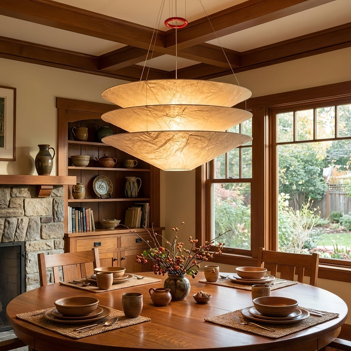 Kazu Cone Silk Pendant Light – Sculptural Mulberry Silk Hanging Lamp for Dining & Living Spaces