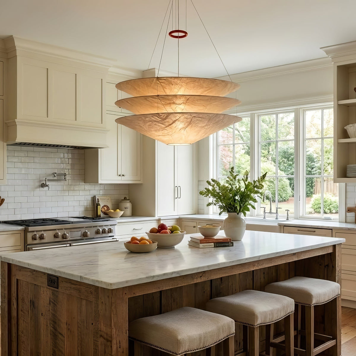 Kazu Cone Silk Pendant Light – Sculptural Mulberry Silk Hanging Lamp for Dining & Living Spaces