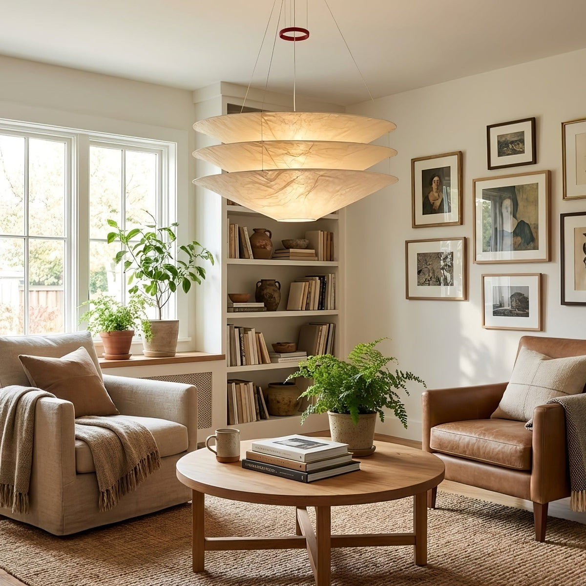 Kazu Cone Silk Pendant Light – Sculptural Mulberry Silk Hanging Lamp for Dining & Living Spaces