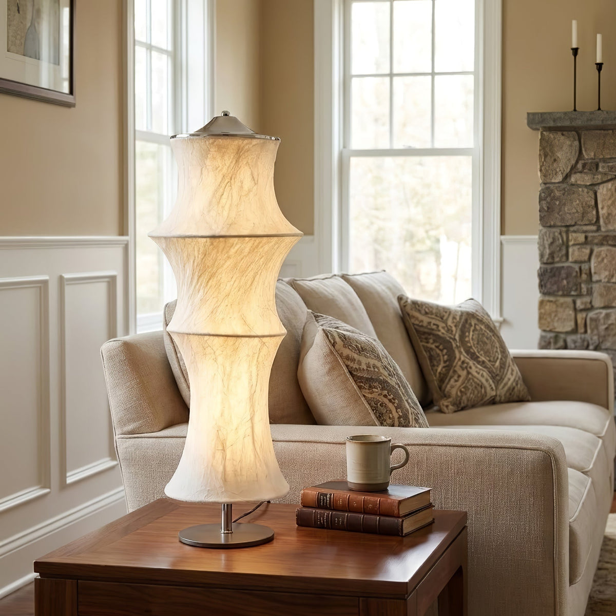 Silvara Cocoon Table Lamp – Mulberry Silk Shade, Modern Bedside Light