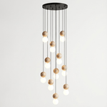 Camille Travertine Pendant Light – Natural Stone Sphere with Opal Glass Globe