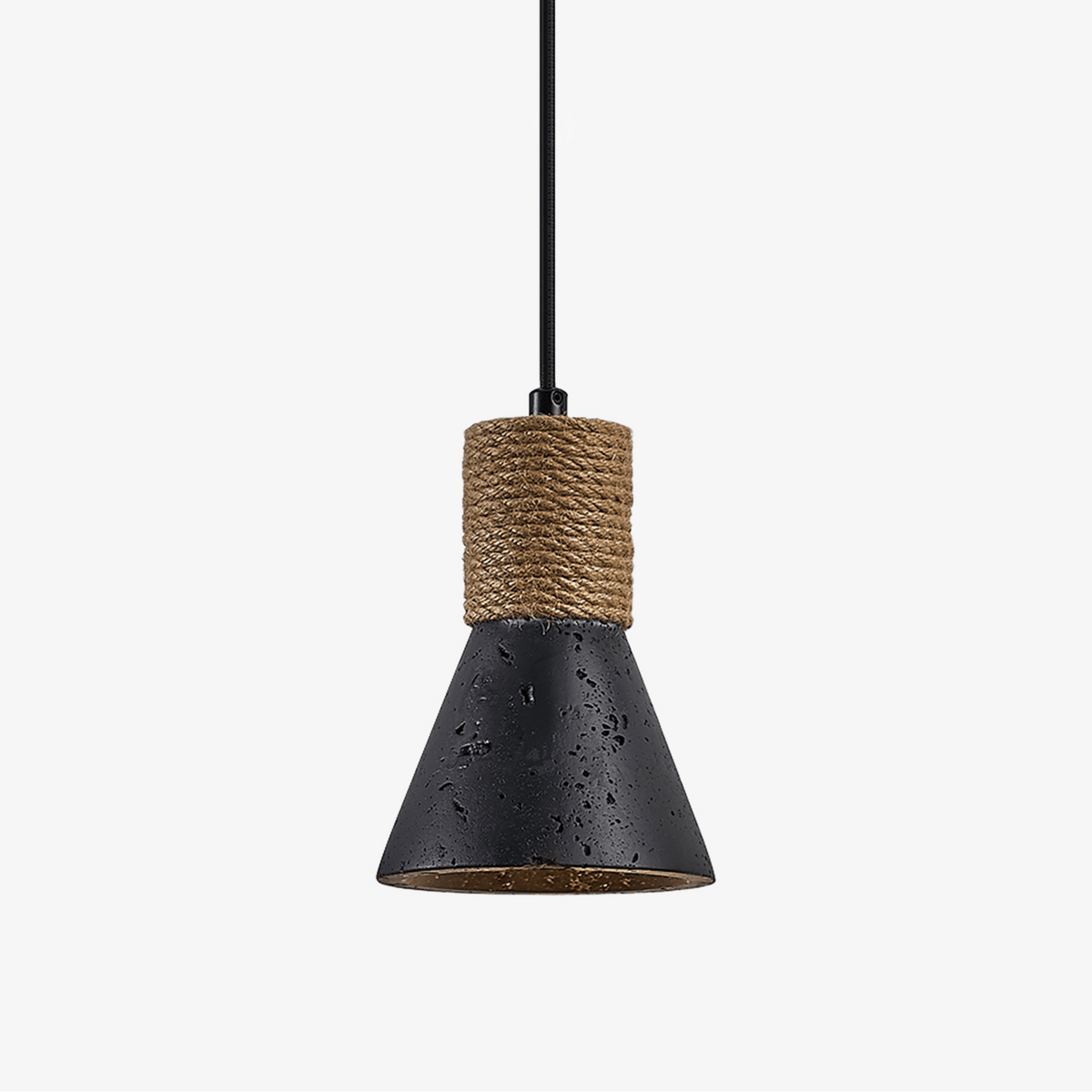 Ravena Rope Cone Pendant Light in Black Travertine