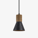 Ravena Rope Cone Pendant Light in Black Travertine