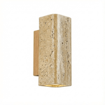 Tavora Arc Wall Sconce in Yellow Travertine and Walnut Wood