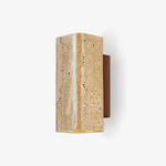 Tavora Arc Wall Sconce in Yellow Travertine and Walnut Wood