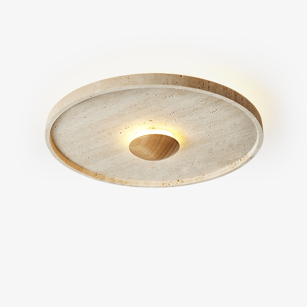 Traviso Halo Travertine LED Ceiling Light in Yellow Travertine