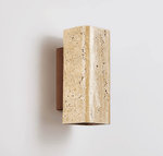 Tavora Arc Wall Sconce in Yellow Travertine and Walnut Wood