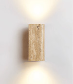Tavora Arc Wall Sconce in Yellow Travertine and Walnut Wood