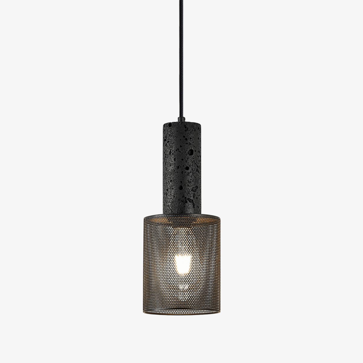 Vultex Mesh Pendant Light in Black Travertine and Metal