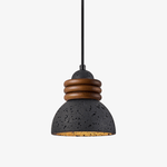 Kuro Ring Pendant Light in Black Travertine and Walnut
