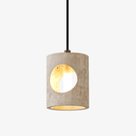 Halo Cut Travertine Pendant Light – Modern Stone Illumination