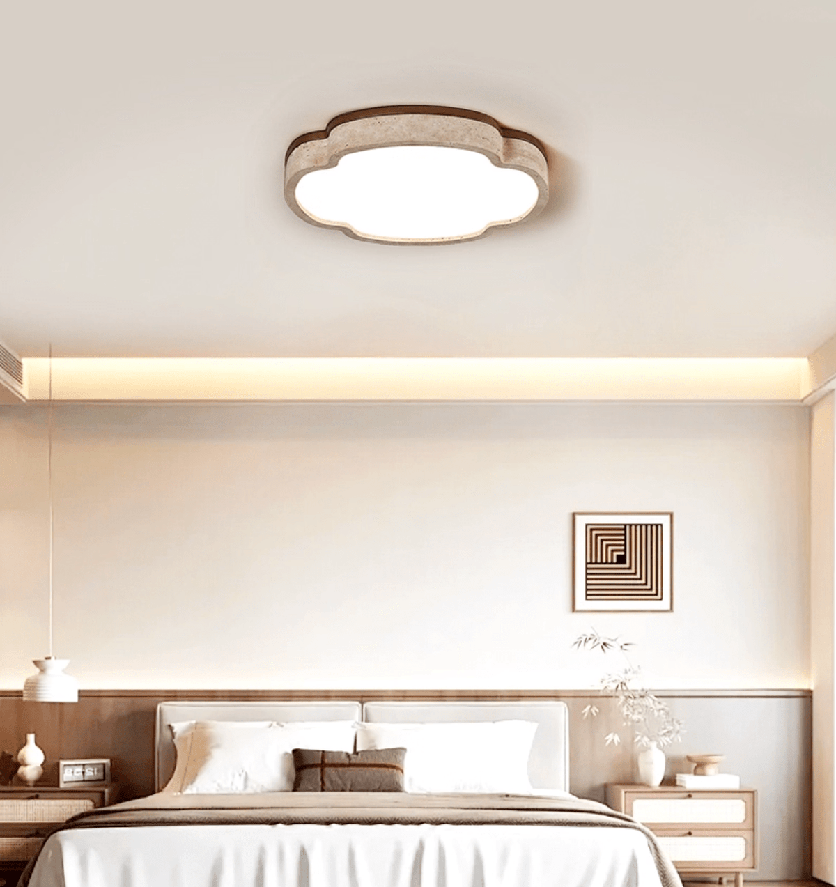 Cloudform Travertine LED Ceiling Light | Modern Flush Mount for Bedroom & Living Room