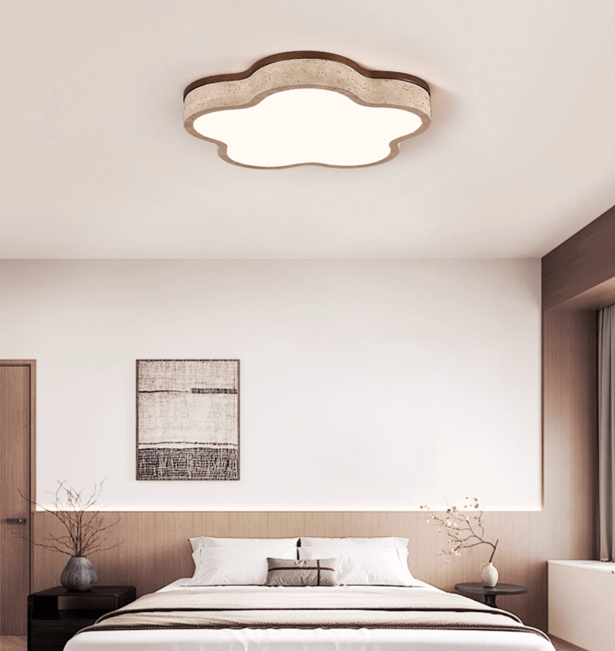 Cloudline Travertine Ceiling Light – Modern Flush Mount LED Lamp