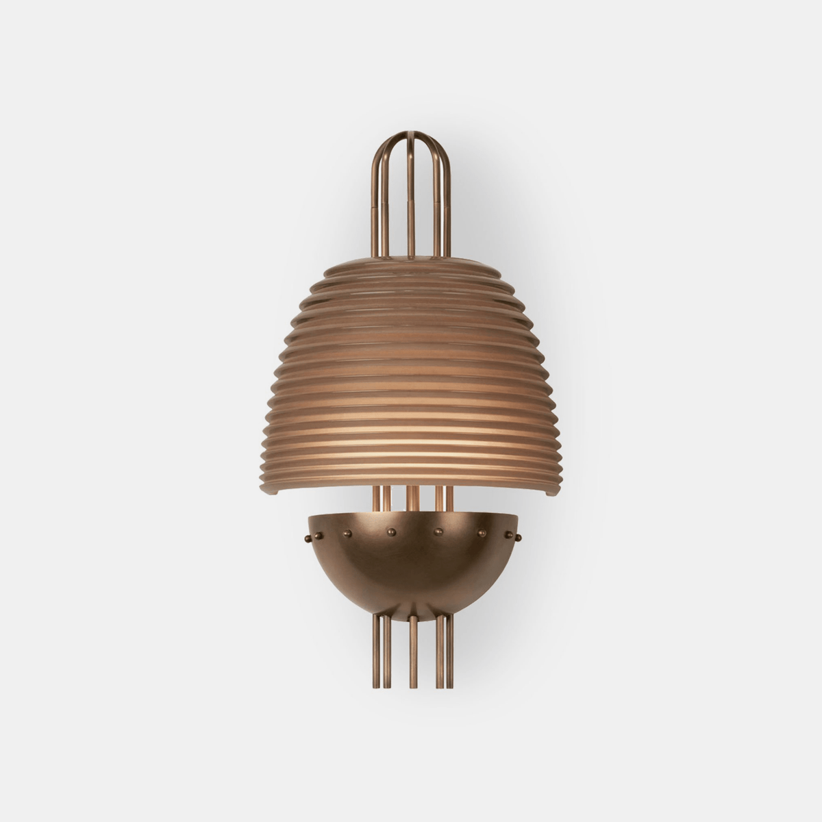 Arclune Ribbed Wall Sconce in Bronze with Amber Glass