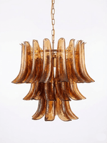 Emberwave Glass Chandelier – Handcrafted Amber Glass Pendant Light for Dining Room and Entryway