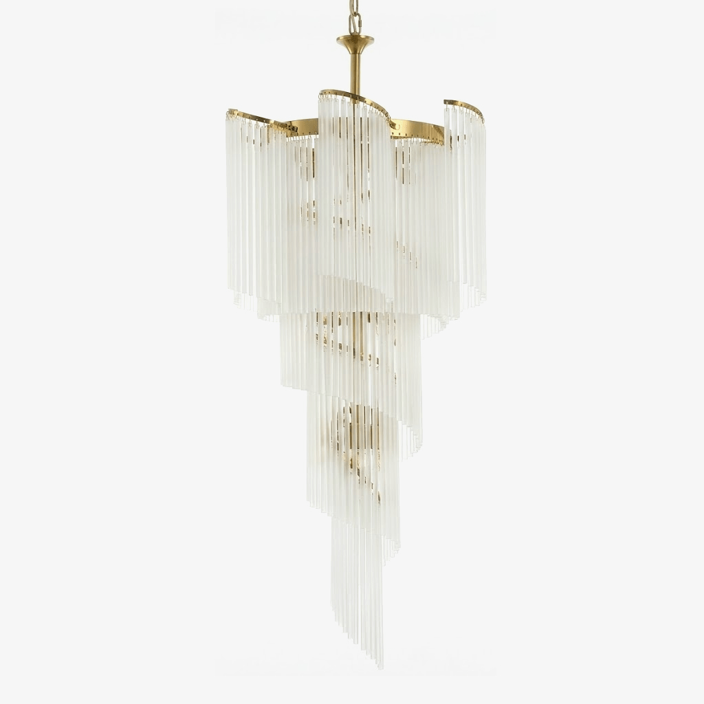 Heliora Cascade Chandelier – Hand-Formed Glass & Brass Statement Pendant