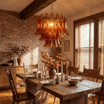 Emberwave Glass Chandelier – Handcrafted Amber Glass Pendant Light for Dining Room and Entryway