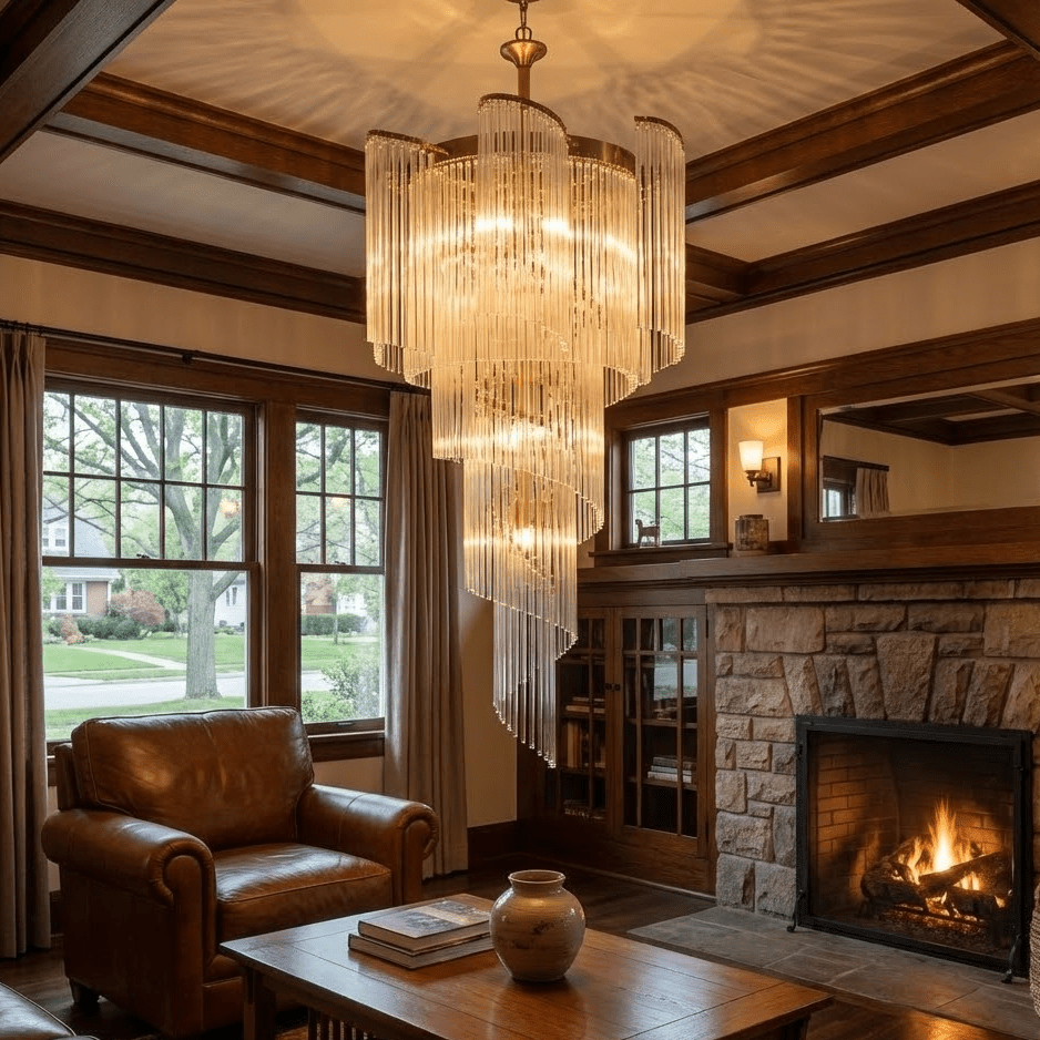 Heliora Cascade Chandelier – Hand-Formed Glass & Brass Statement Pendant