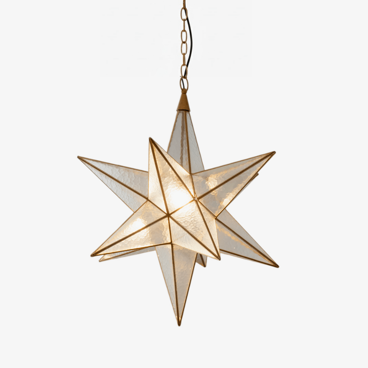 Luminara Star Chandelier – Brass & Glass Starburst Pendant Light