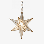 Luminara Star Chandelier – Brass & Glass Starburst Pendant Light