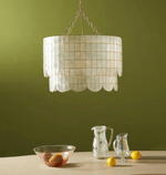 Capiz Shell Wavecrest Chandelier – Coastal Modern Pendant Light for Dining & Living Spaces