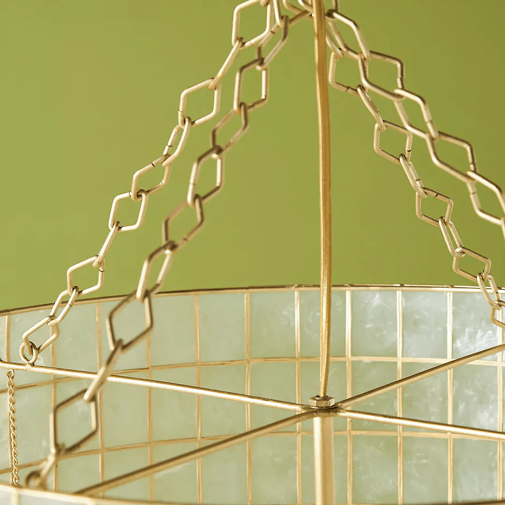 Capiz Shell Wavecrest Chandelier – Coastal Modern Pendant Light for Dining & Living Spaces