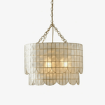 Capiz Shell Wavecrest Chandelier – Coastal Modern Pendant Light for Dining & Living Spaces