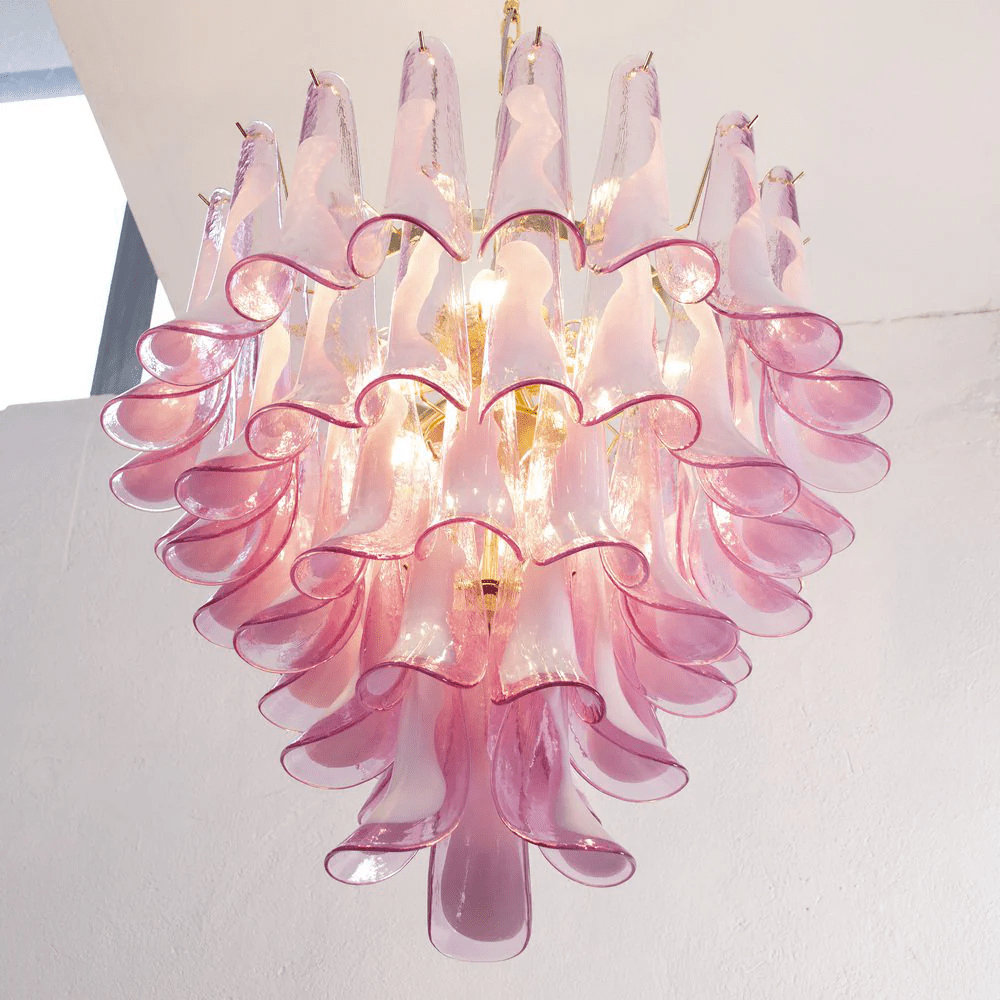 Rosabella Glass Chandelier in Gold Finish with Handcrafted Glass Petals