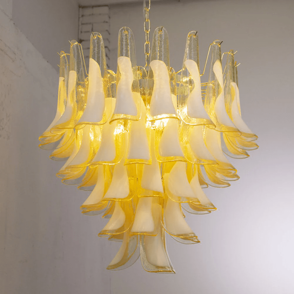 Rosabella Glass Chandelier in Gold Finish with Handcrafted Glass Petals