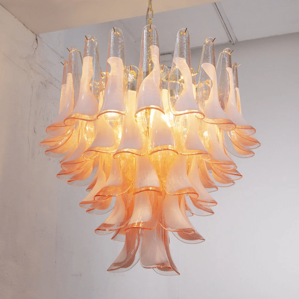 Rosabella Glass Chandelier in Gold Finish with Handcrafted Glass Petals