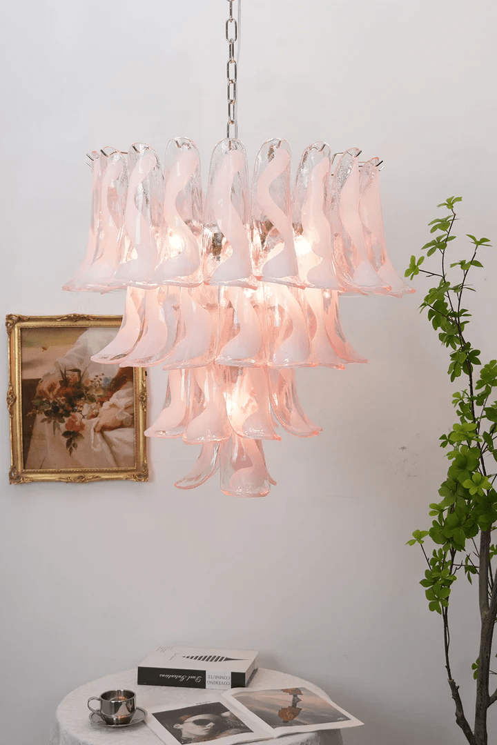 Rosabella Glass Chandelier in Gold Finish with Handcrafted Glass Petals