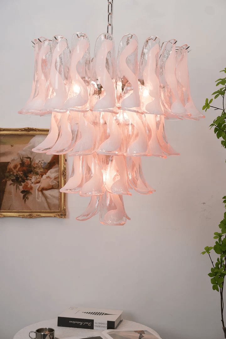 Rosabella Glass Chandelier in Gold Finish with Handcrafted Glass Petals