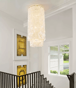 Capelia Column Chandelier – Modern Capiz Shell Pendant Light for Dining Room and Entryway