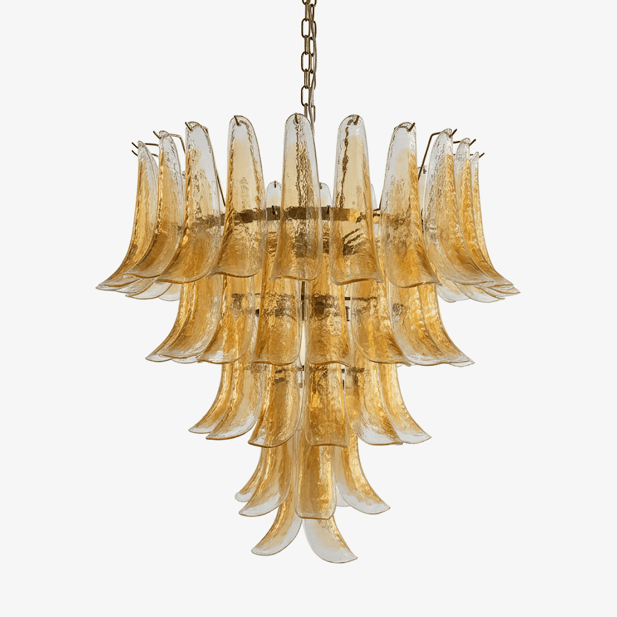 Amber Glass Petal Chandelier – Handcrafted Venetian Modern Pendant Light
