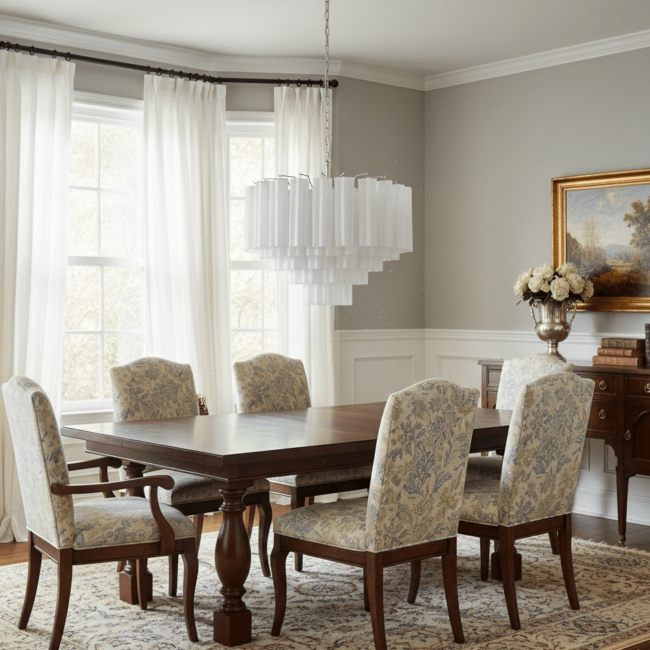 Vellune Cascade Chandelier – Modern Tiered Glass Pendant for Dining Room and Entryway
