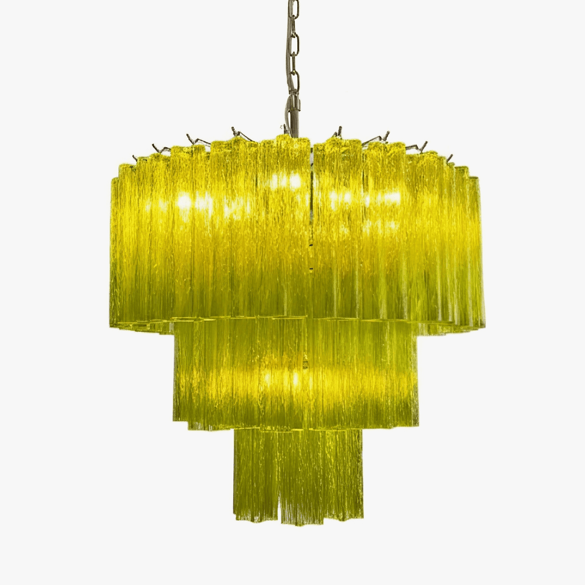 Glacier Tier Chandelier — Hand-Cast Glass Pendant Light in Gold