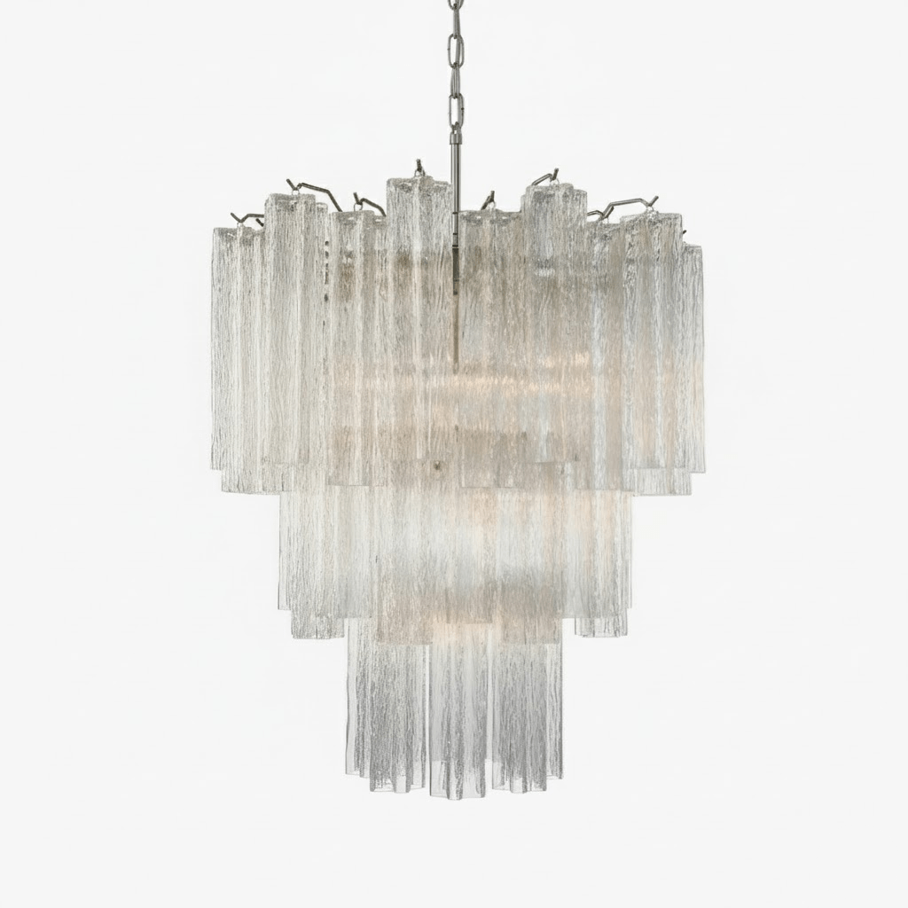 Frostveil Glass Chandelier – Modern Waterfall Pendant Light for Dining Room and Living Room