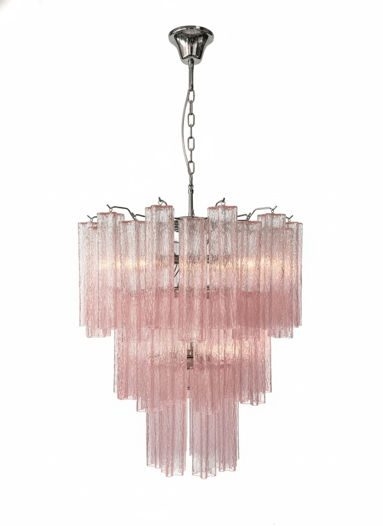 Rose Tubes Glass Chandelier – Handcrafted Murano Glass Pendant Light