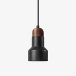 Vulcan Stone Pendant Light – Hand-Carved Travertine & Walnut